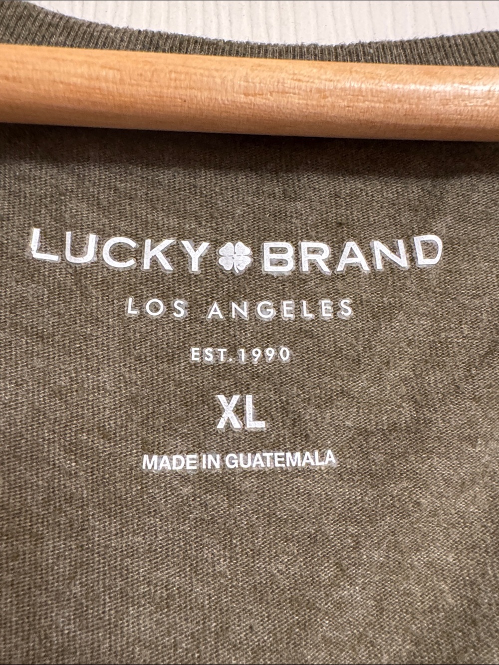 Lucky Brand Olive Green Short Sleeve Tee with Gold Crescent Moon Graphic - Picture 2 of 2